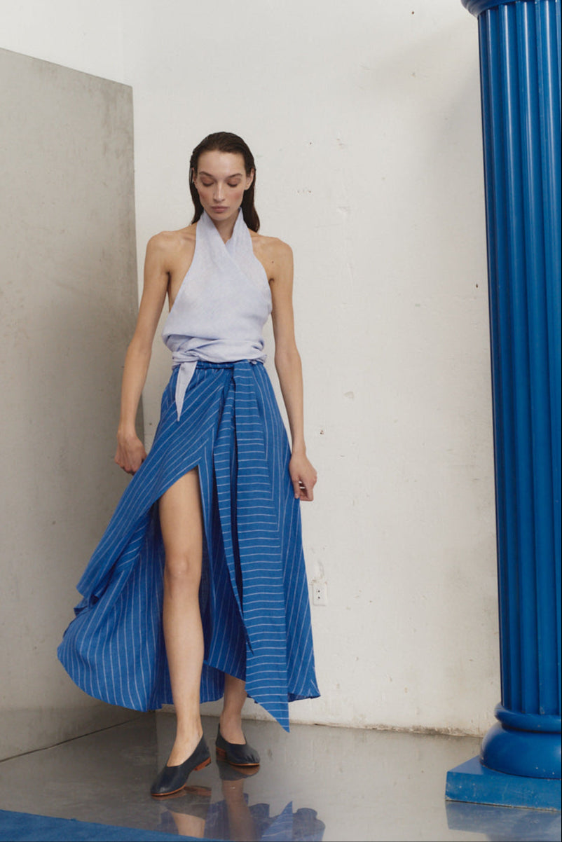 Datura Lapis Striped Linen Alma Skirt