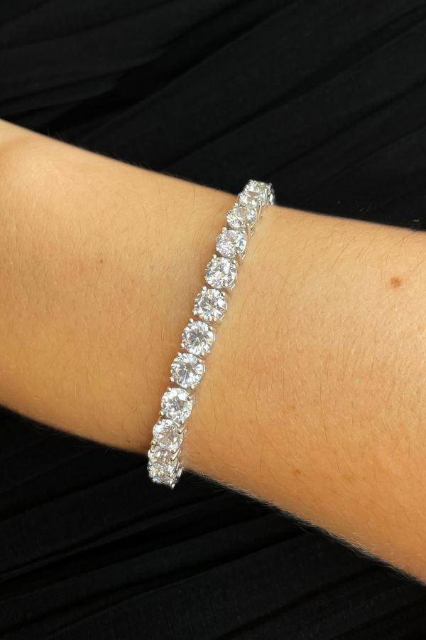 The NKC Store Large Silver Tennis Bracelet