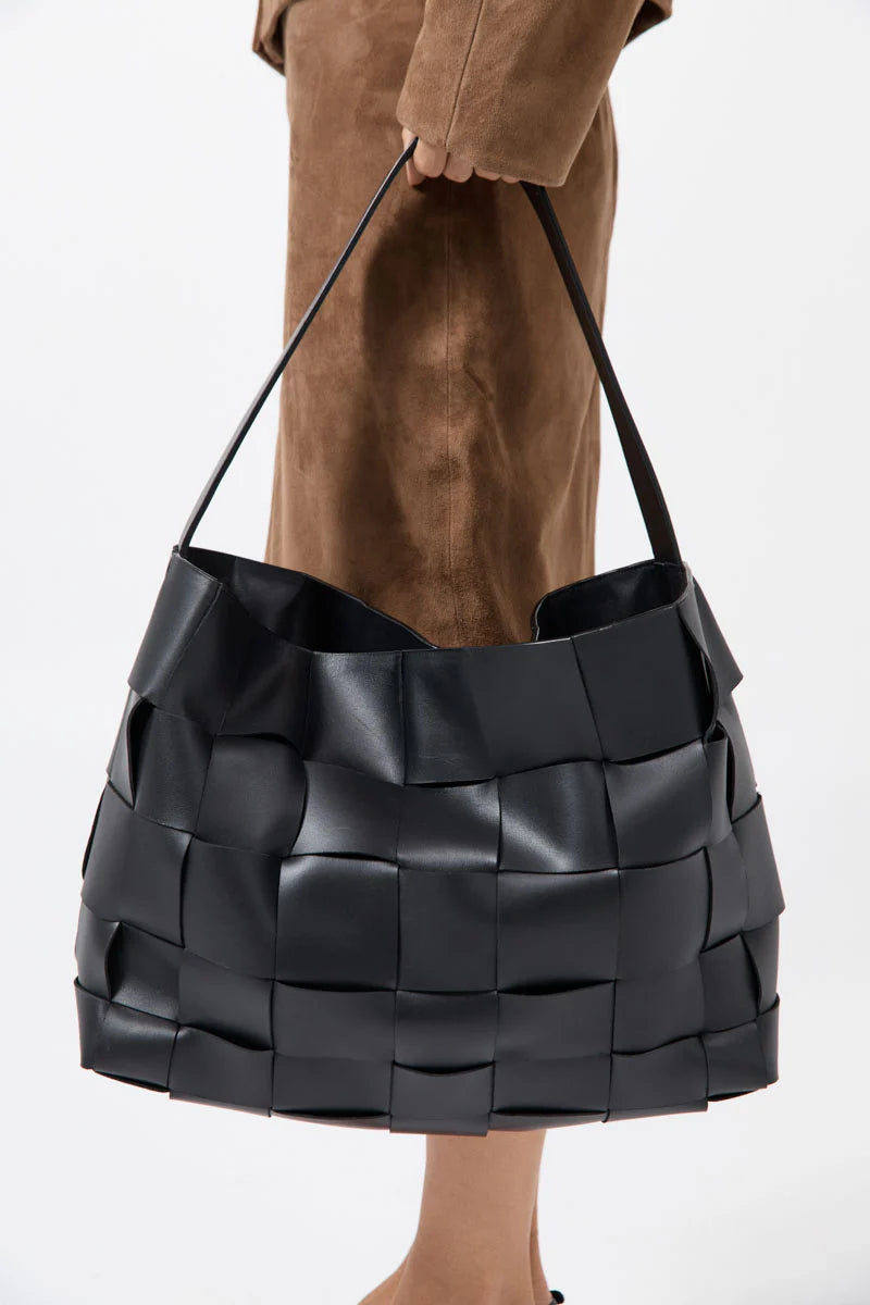 St. Agni Large Woven Tote - Black