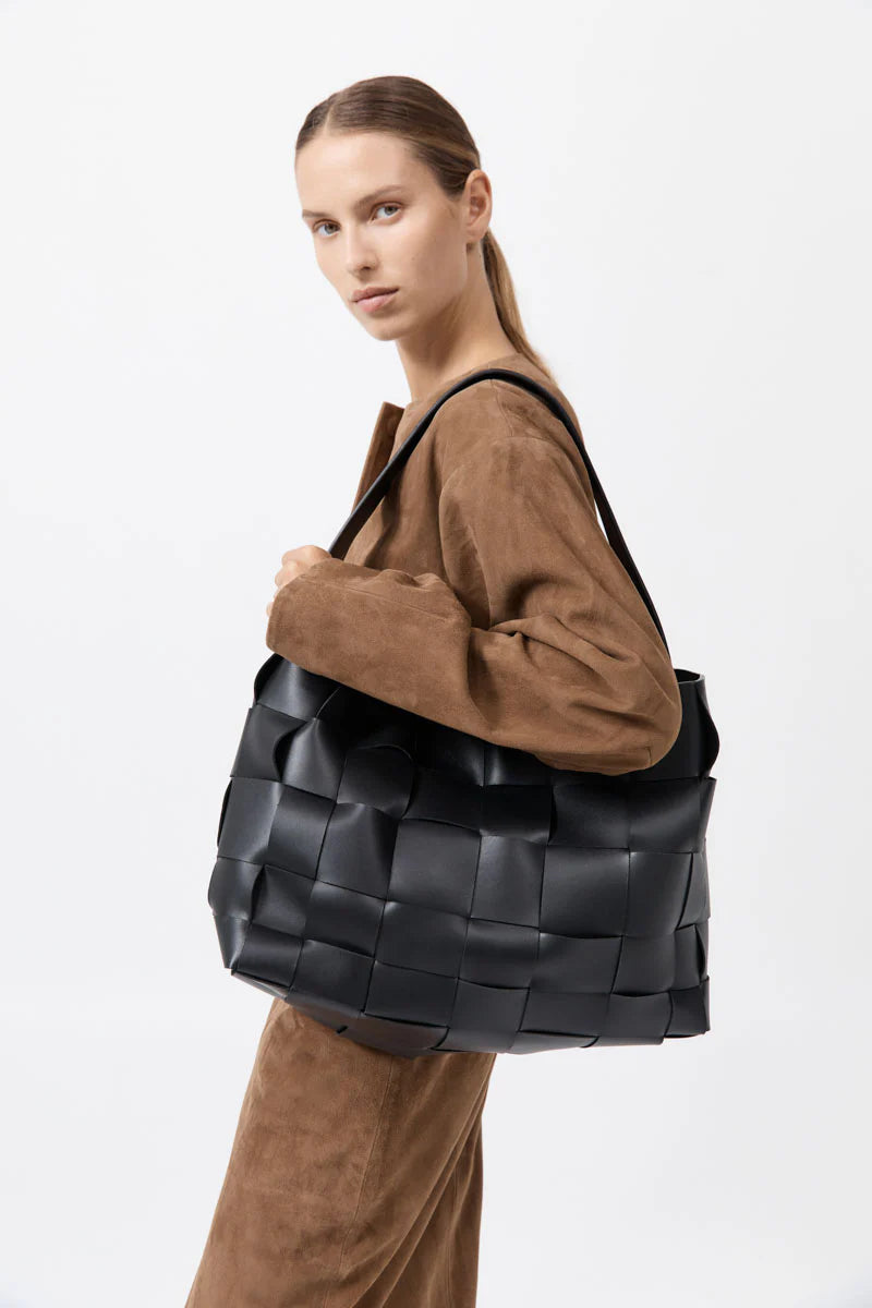 St. Agni Large Woven Tote - Black