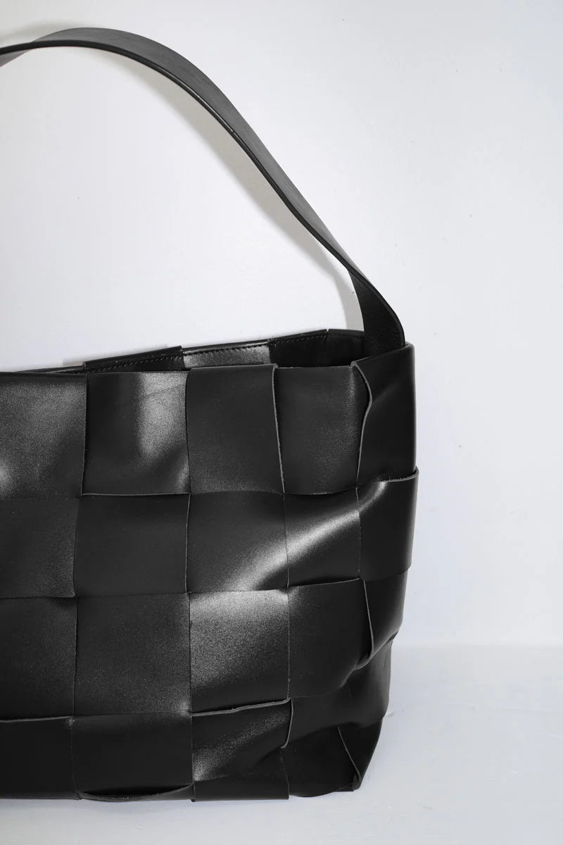 St. Agni Large Woven Tote - Black