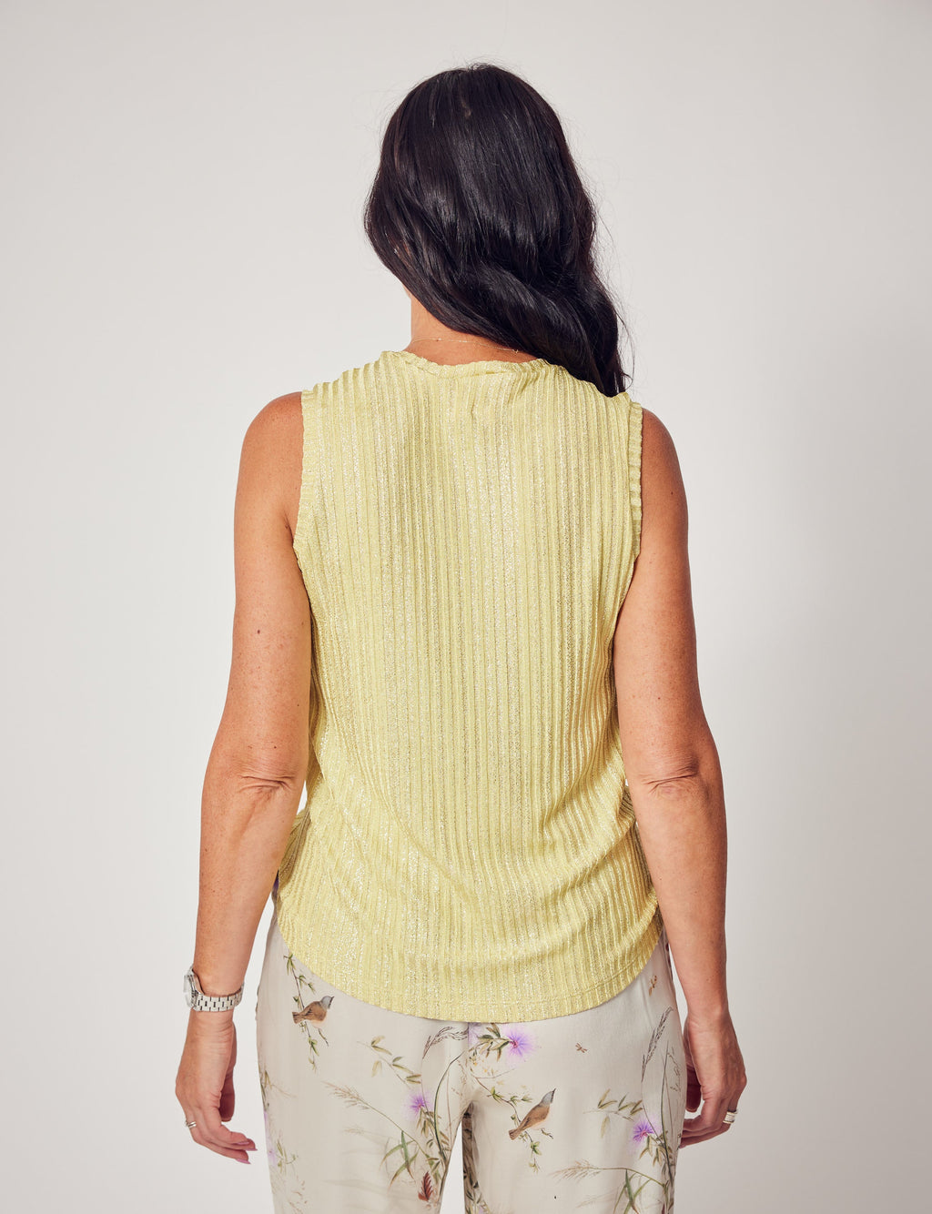 Lindsay Nicholas New York Laura Sleeveless Crewneck Top - Sunflower Shimmer