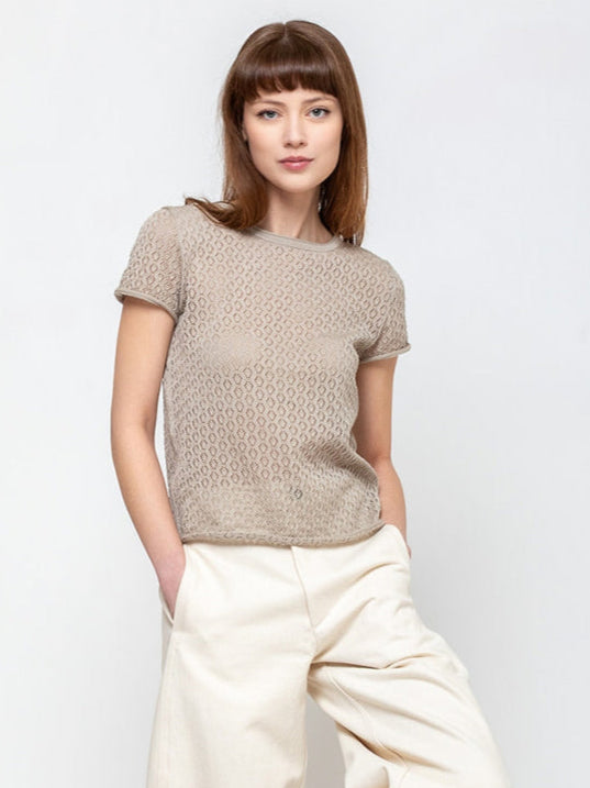 Lauren Manoogian Pointelle Baby Tee - Clay