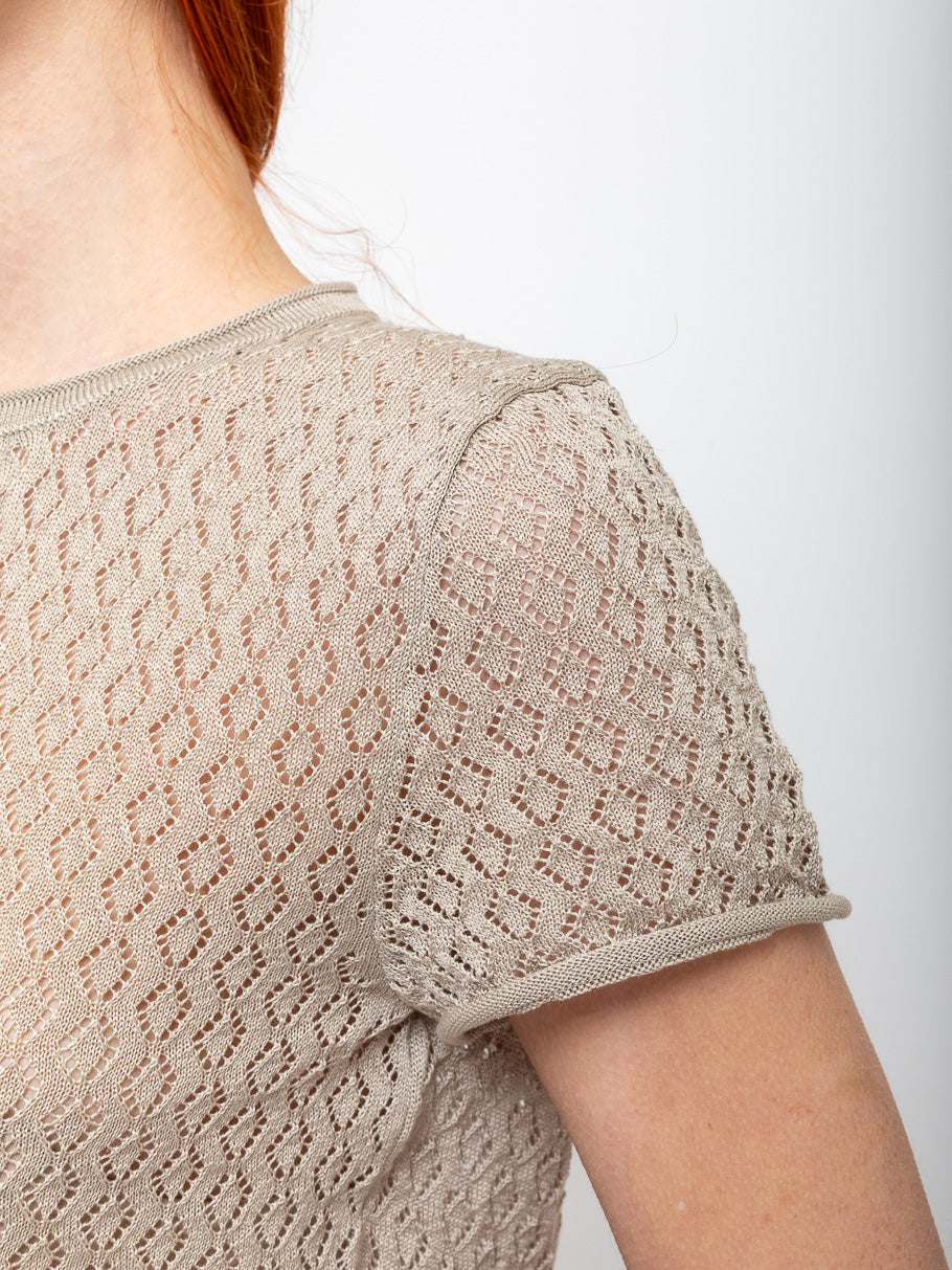 Lauren Manoogian Pointelle Baby Tee - Clay