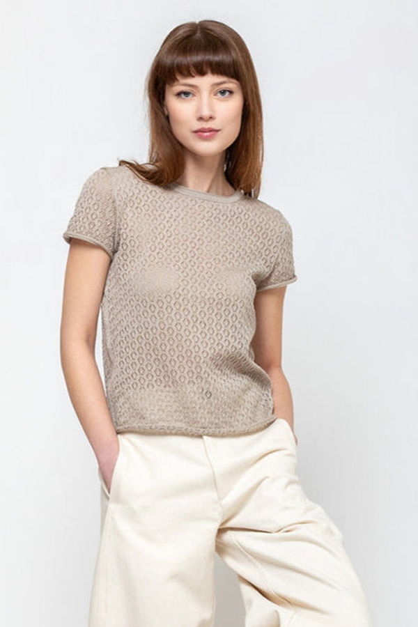 Lauren Manoogian Pointelle Baby Tee - Clay