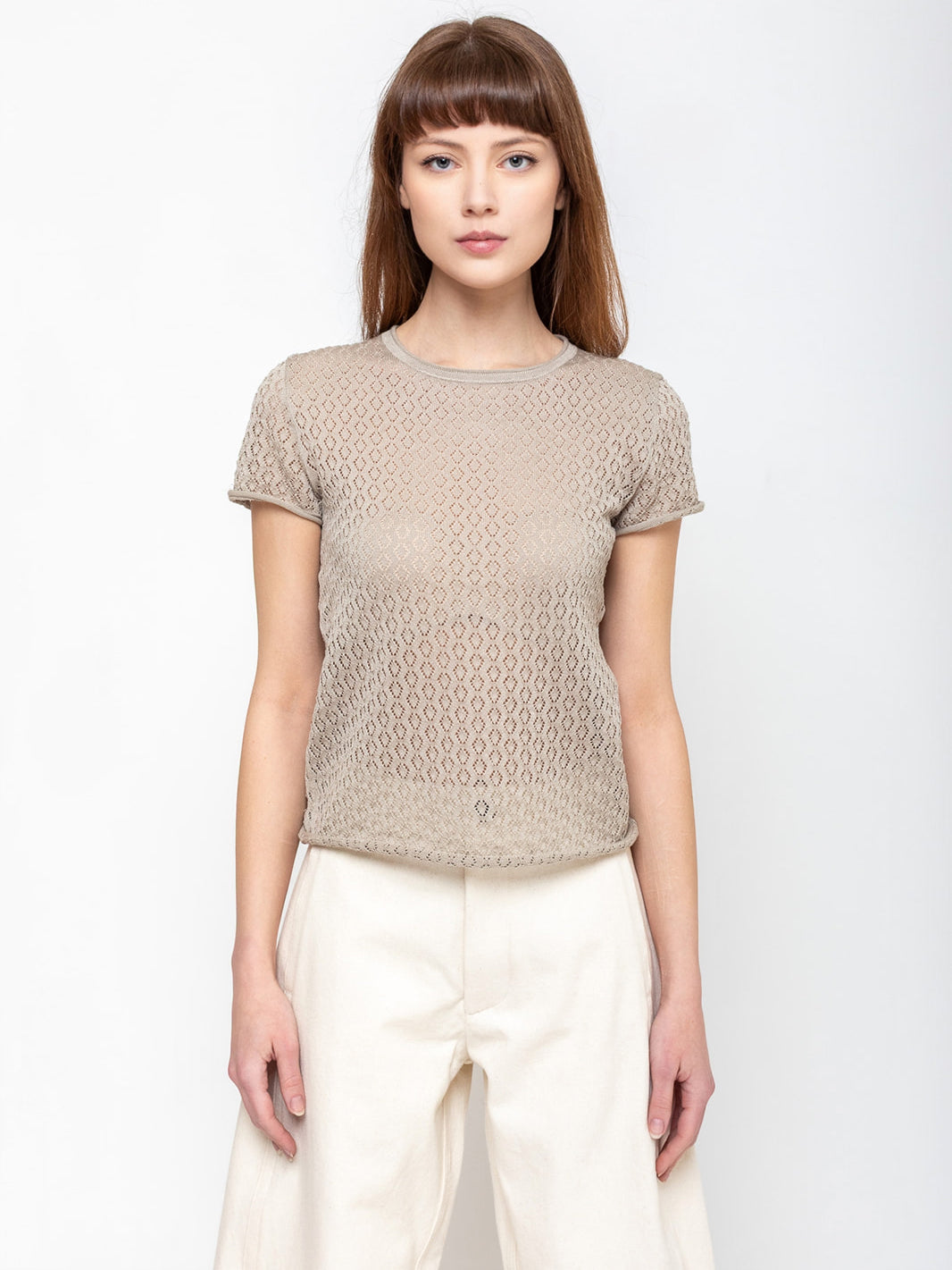 Lauren Manoogian Pointelle Baby Tee - Clay