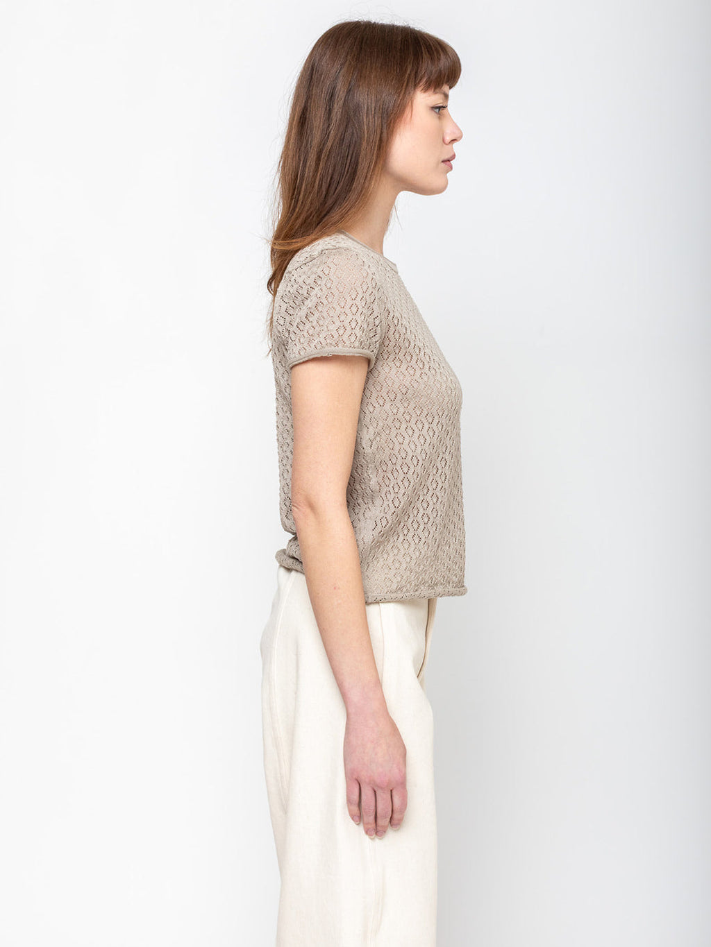 Lauren Manoogian Pointelle Baby Tee - Clay