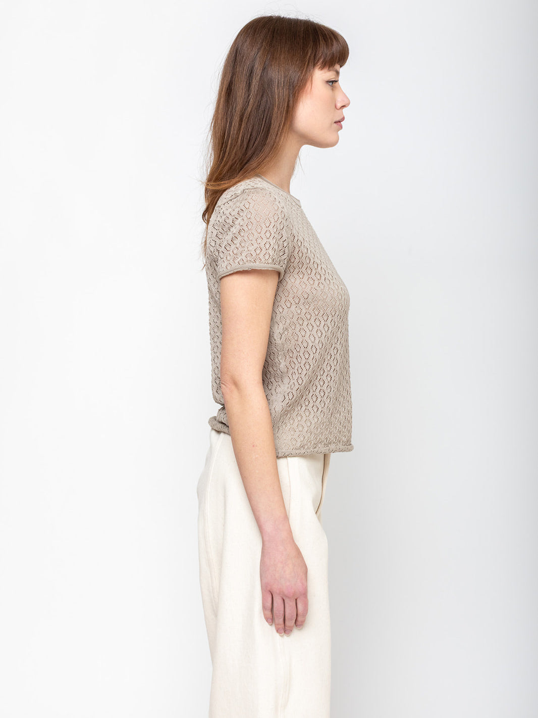 Lauren Manoogian Pointelle Baby Tee - Clay