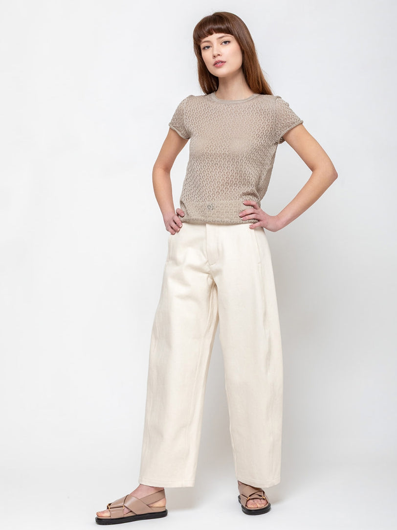 Lauren Manoogian Pointelle Baby Tee - Clay