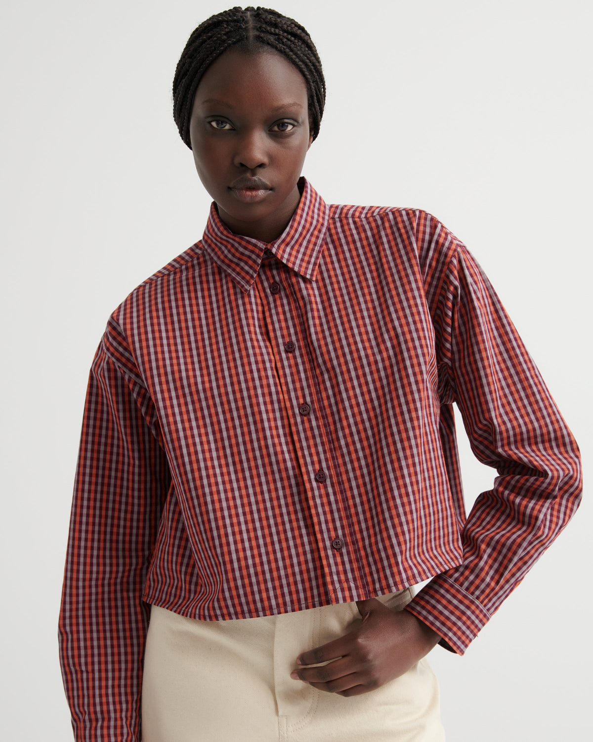Kowtow Lauren Shirt - Maroon Check