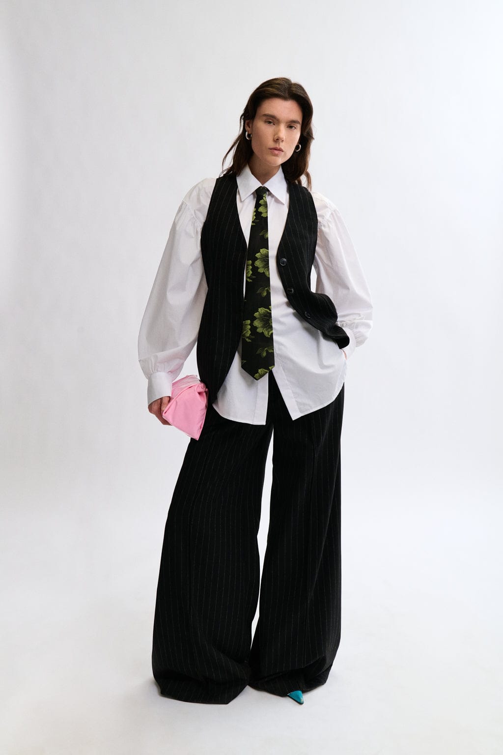 Eliza Faulkner Lavoy Pant - Warm Grey Pinstripe