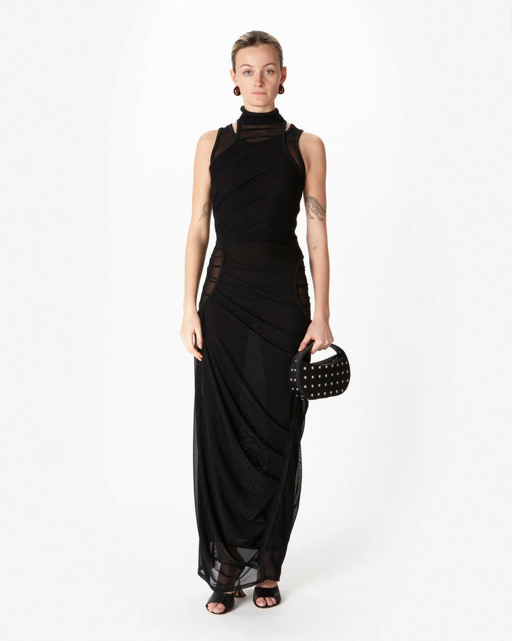Coperni Layered Mesh Dress - black
