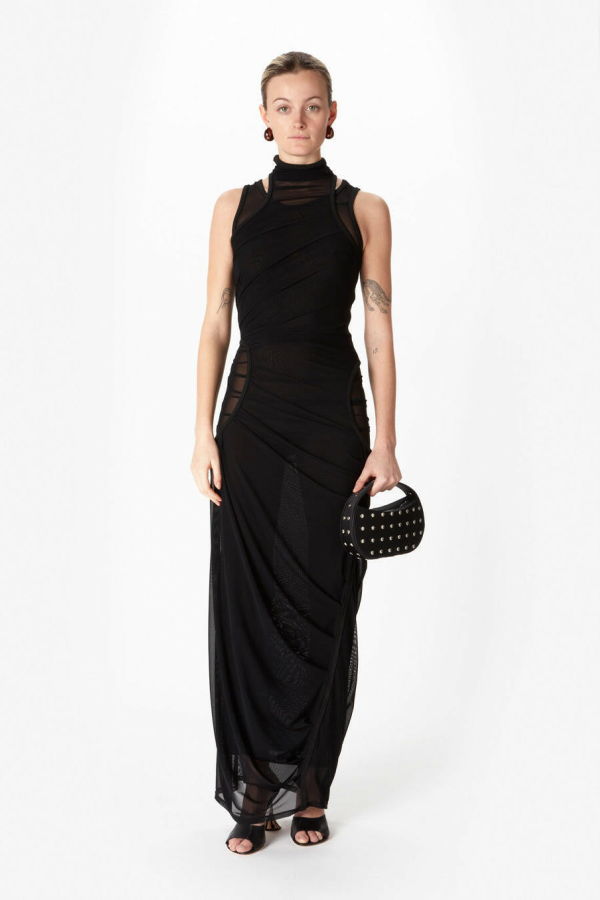 Coperni Layered Mesh Dress - black