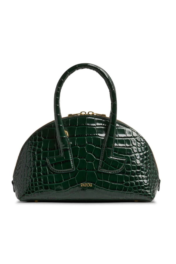 Patou Le Patou Bowling Bag in Crocodile-Embossed Leather - Green