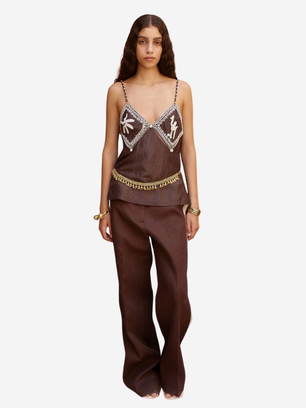 ALEMAIS Leandra Corded Cami Top - Chocolate