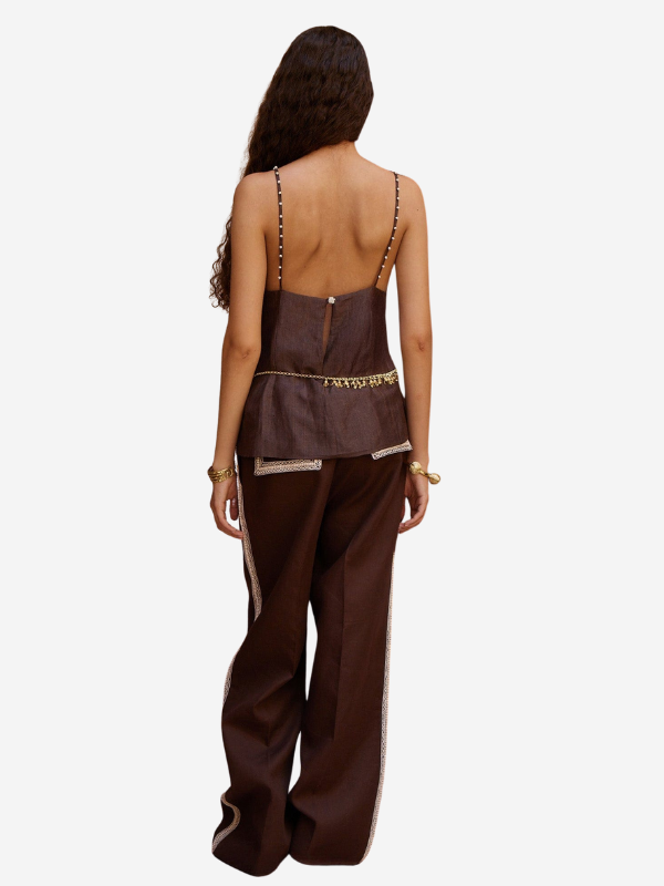 ALEMAIS Leandra Corded Cami Top - Chocolate
