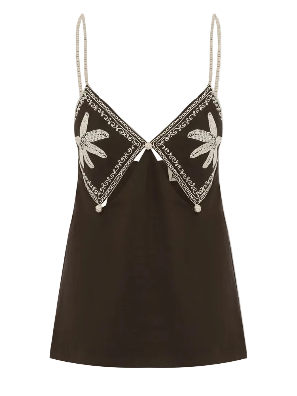 ALEMAIS Leandra Corded Cami Top - Chocolate