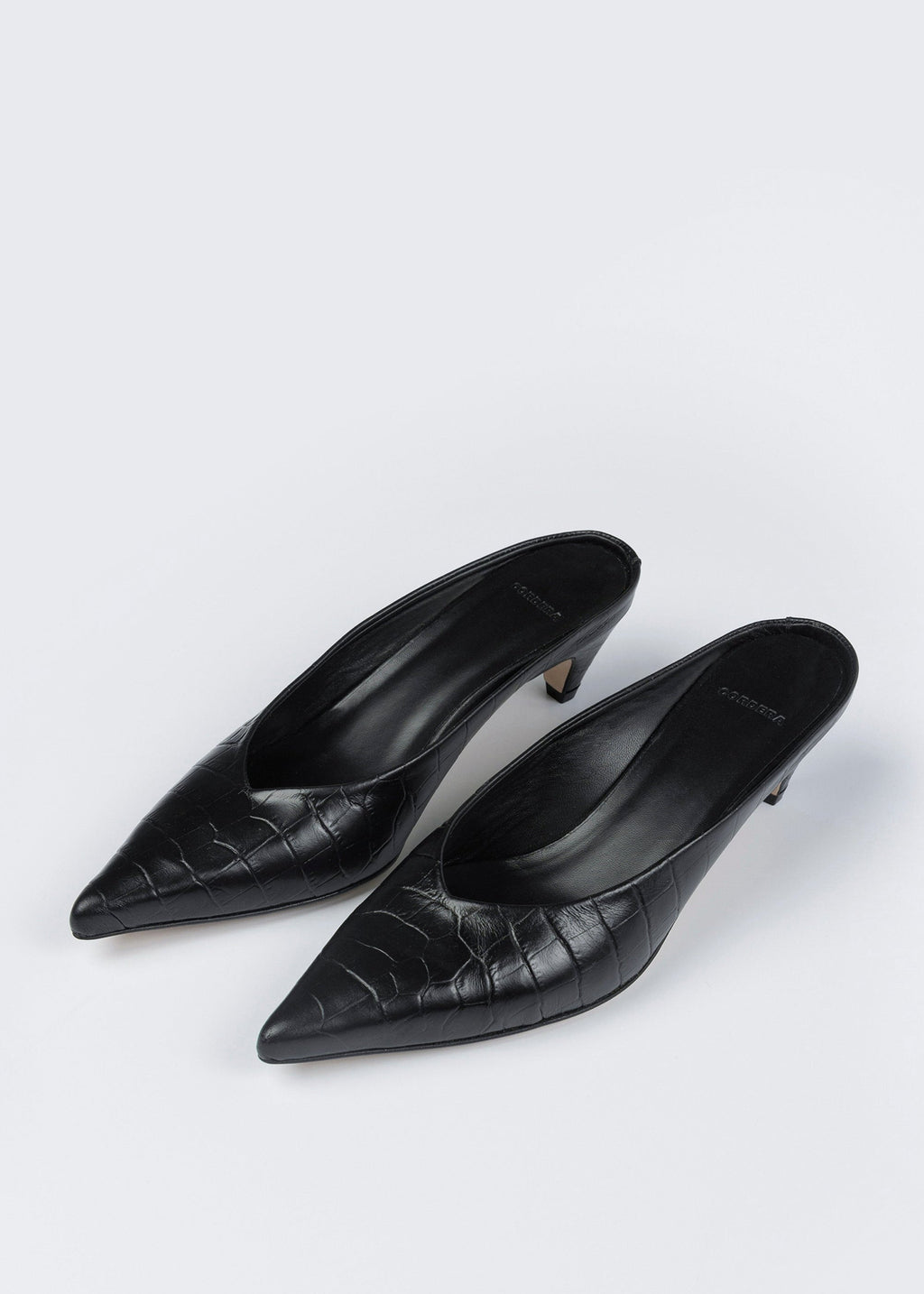 Cordera Leather Pointy Mule Crocodile