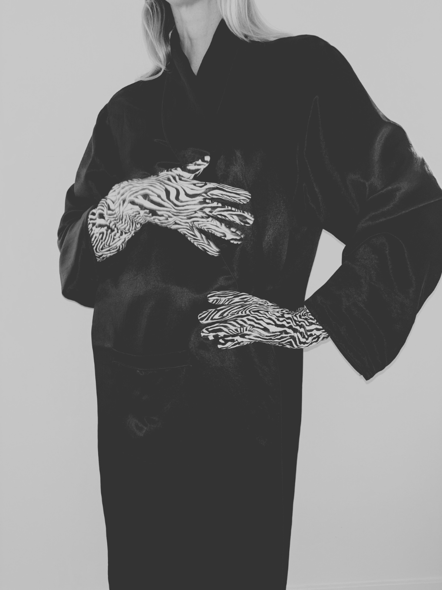 MARGARET Leather Opera Gloves | Zebra
