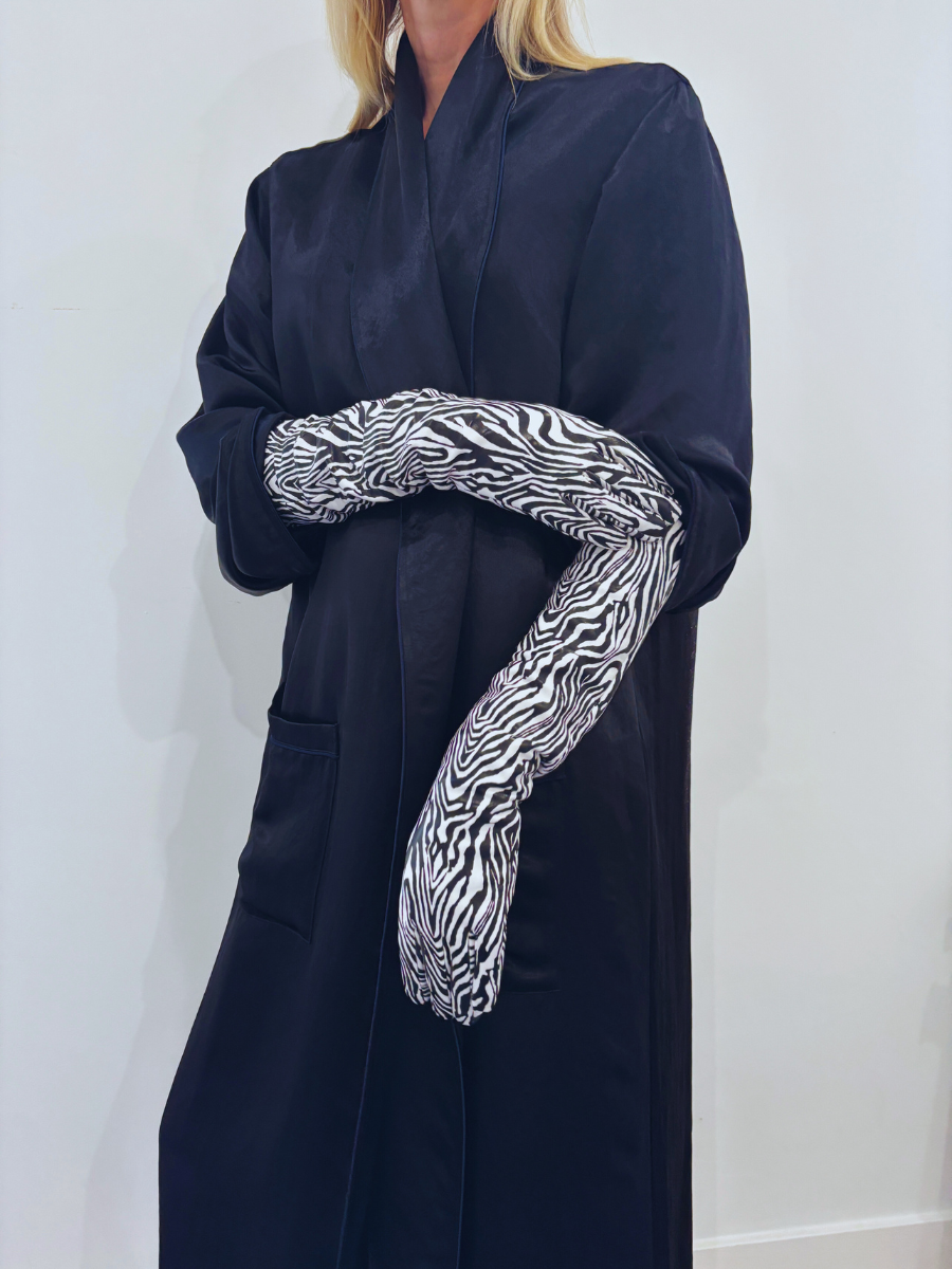 MARGARET Leather Opera Gloves | Zebra