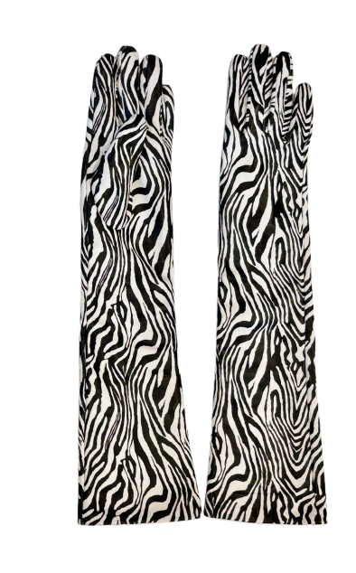 MARGARET Leather Opera Gloves | Zebra