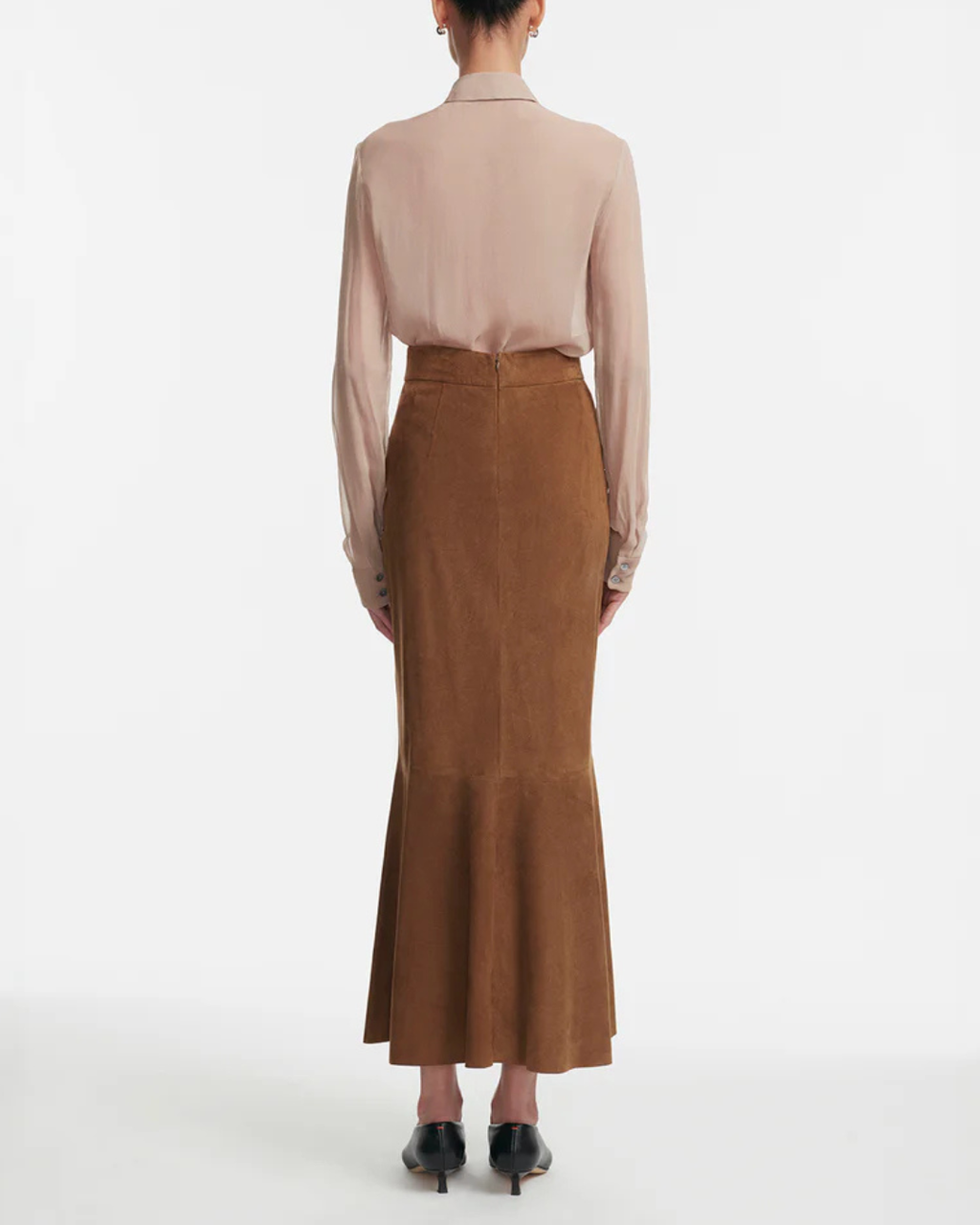 Lela Rose Paillette Embroidered Georgette Shirt - Taupe