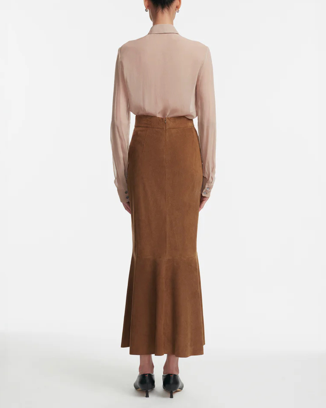 Lela Rose Paillette Embroidered Georgette Shirt - Taupe