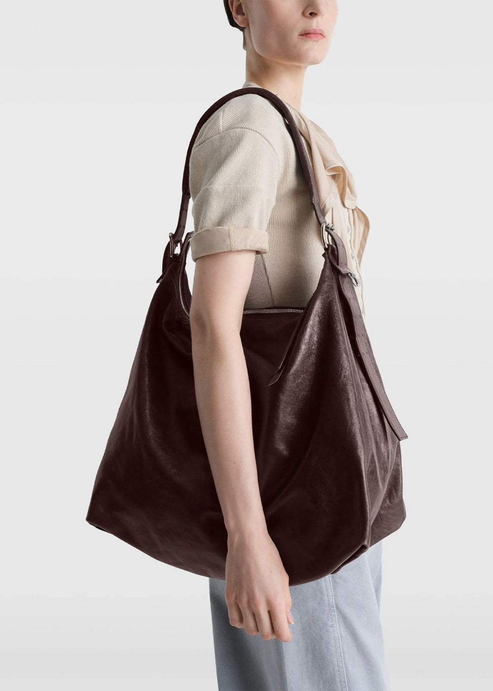Lemaire Belted Hobo Bag - Espresso