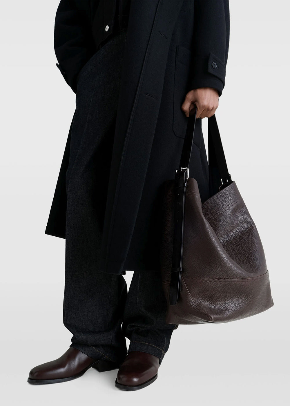 Lemaire Belted Tote Bag - Dark Chocolate