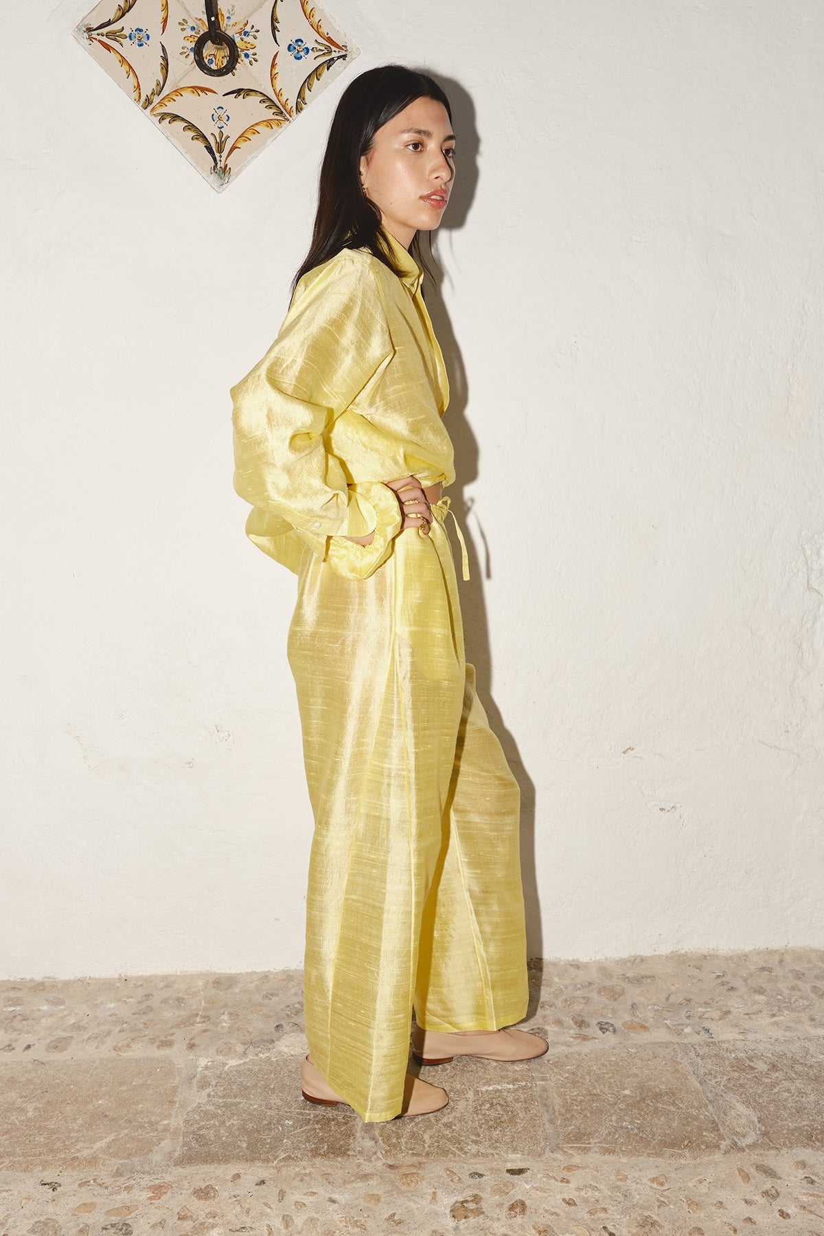 Datura Judo Dupion Pants - Lemon Butter