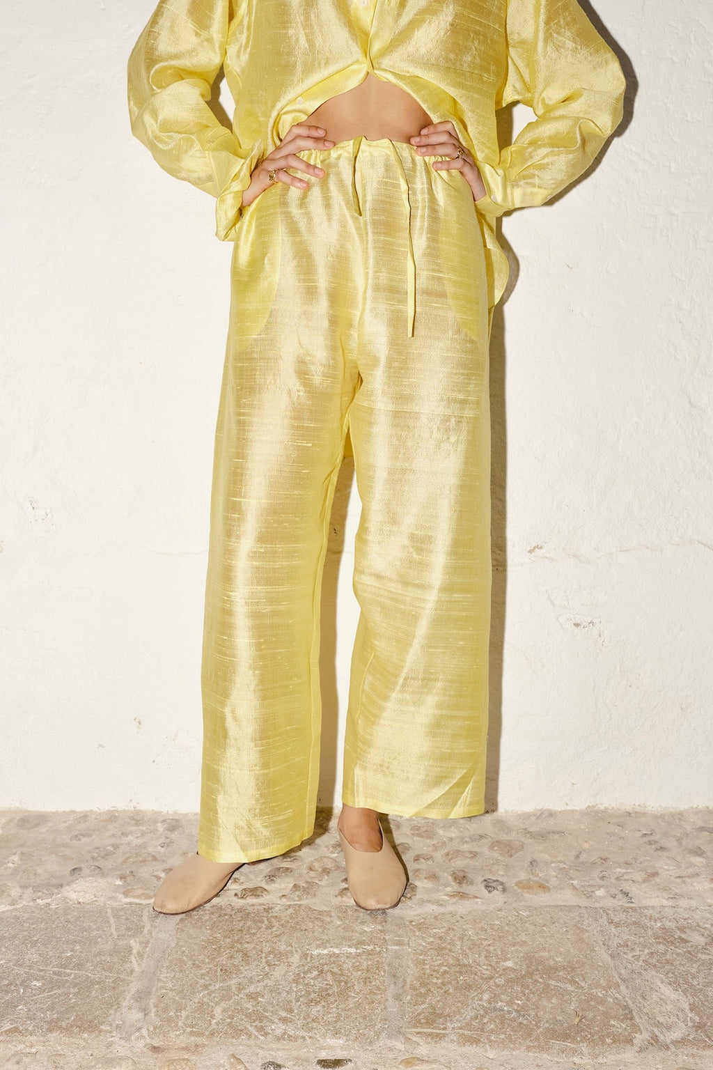 Datura Judo Dupion Pants - Lemon Butter