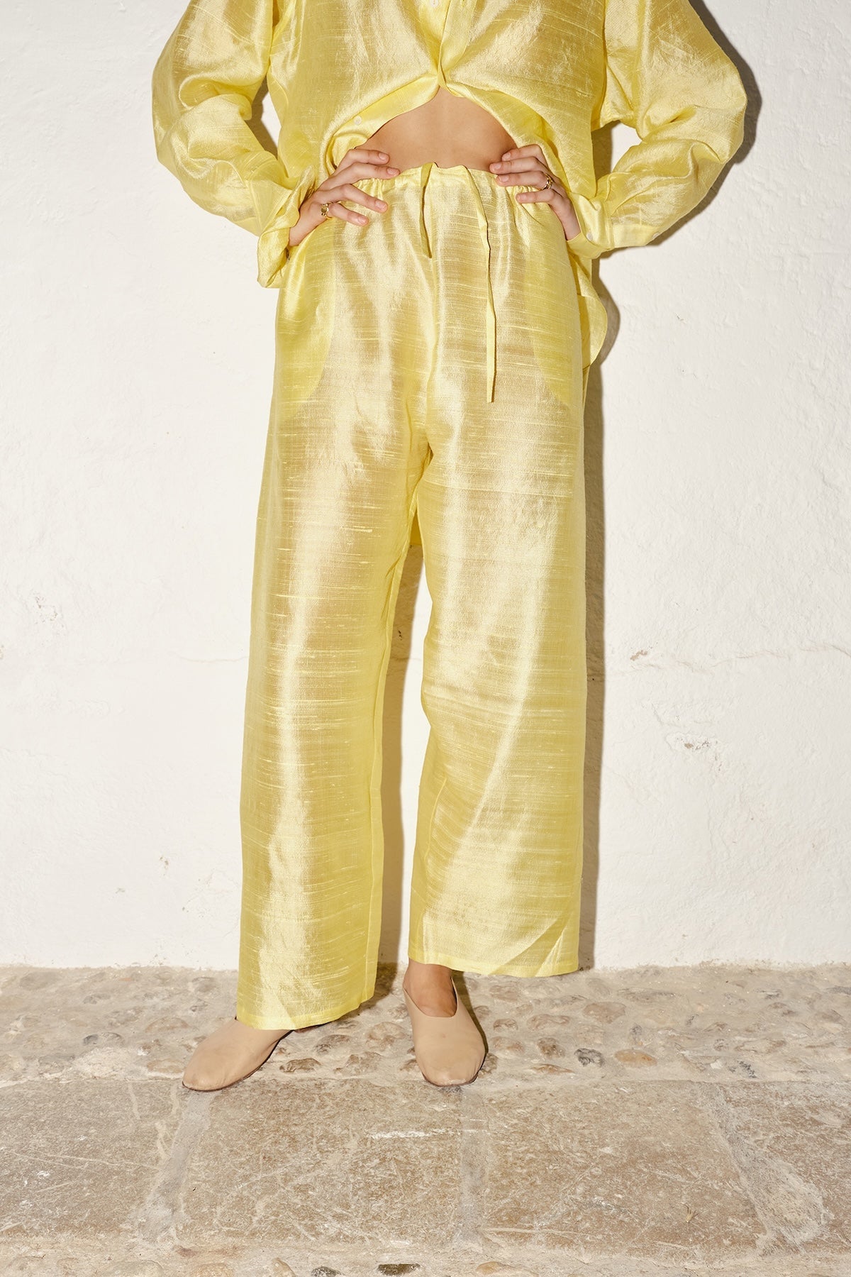 Datura Judo Dupion Pants - Lemon Butter
