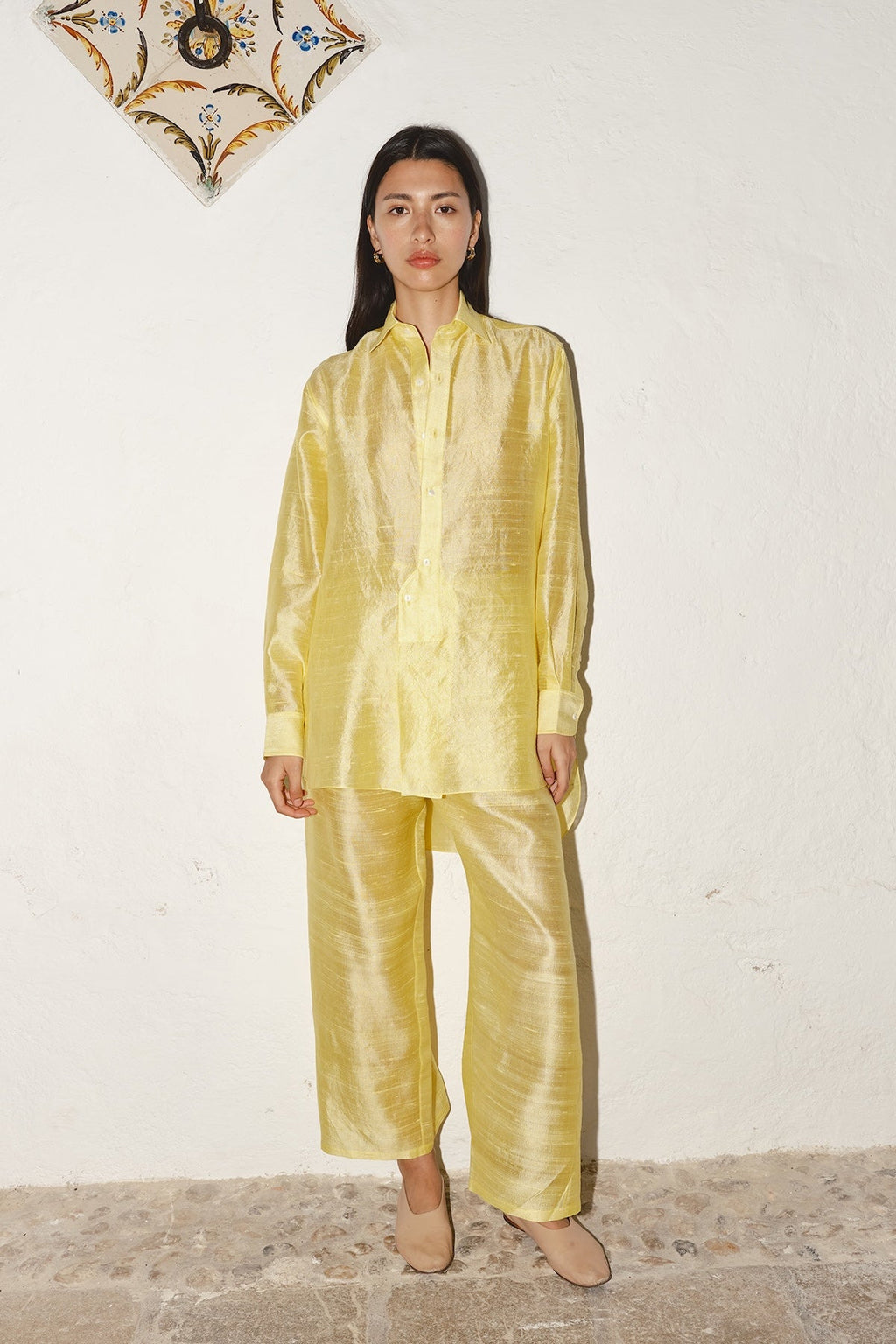 Datura Judo Dupion Pants - Lemon Butter