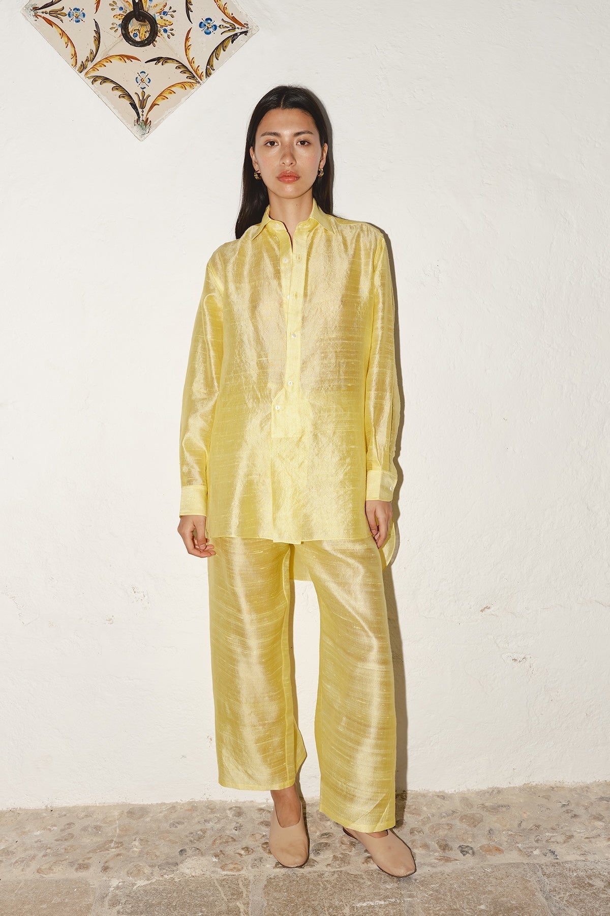 Datura Judo Dupion Pants - Lemon Butter