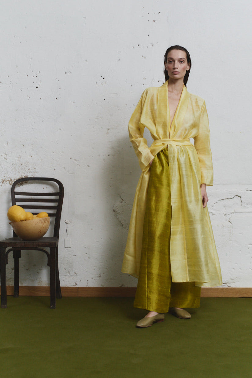 Datura Dupion Kimono Dress - Lemon Butter