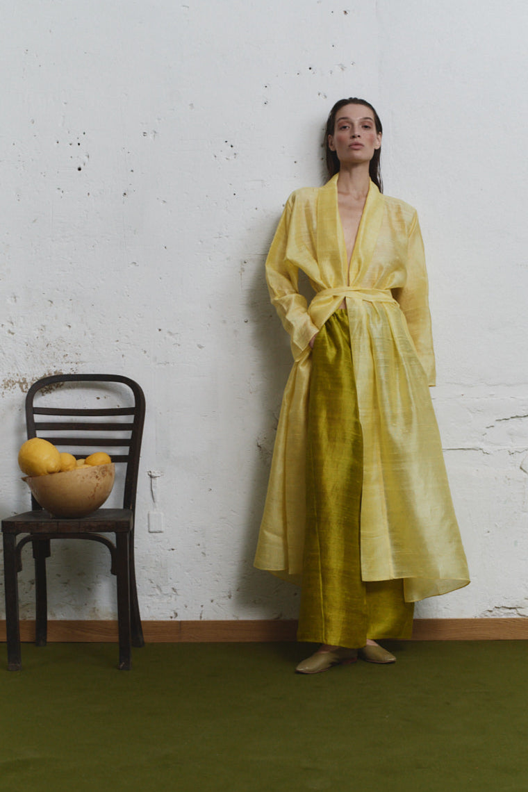 Datura Dupion Kimono Dress - Lemon Butter