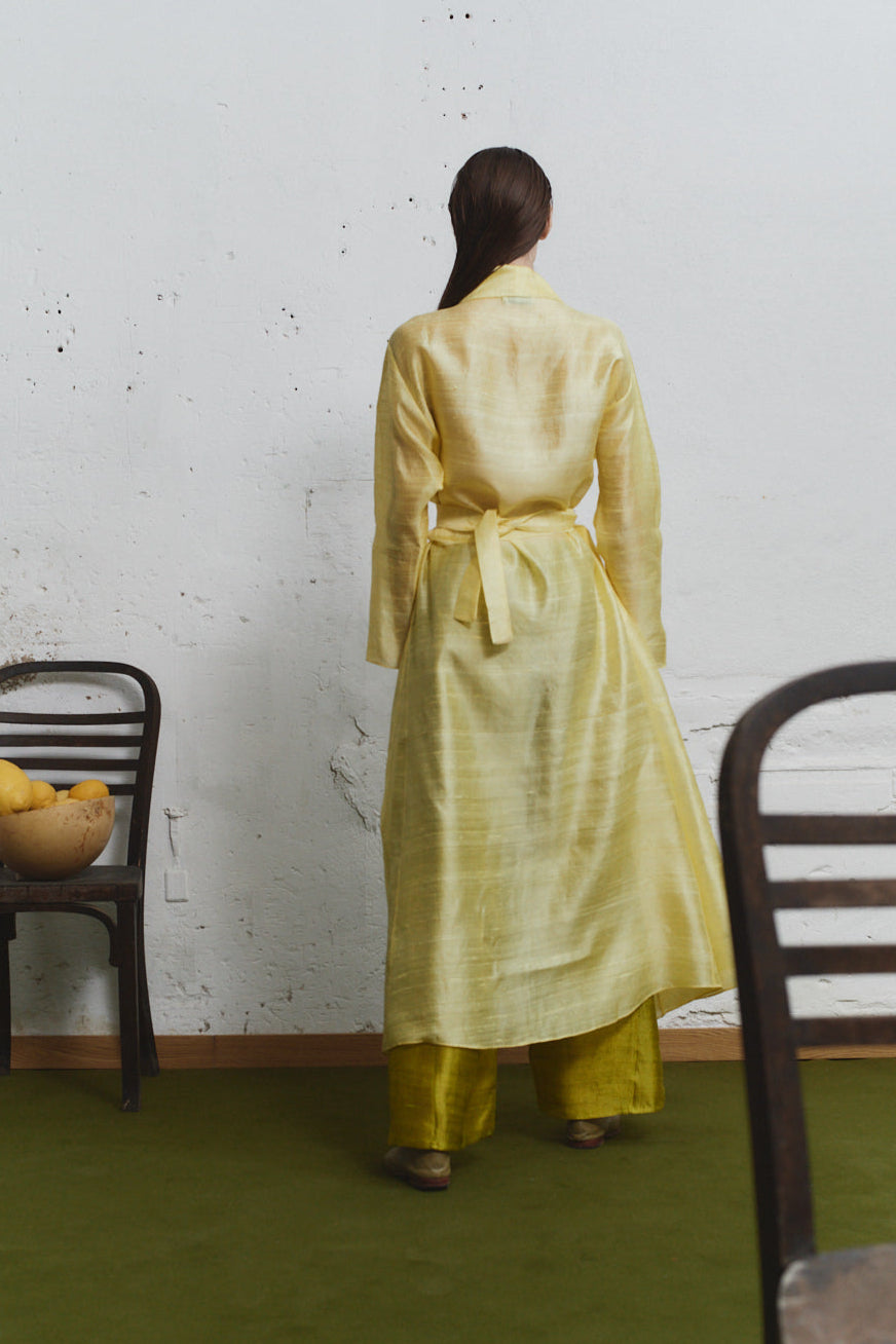 Datura Dupion Kimono Dress - Lemon Butter