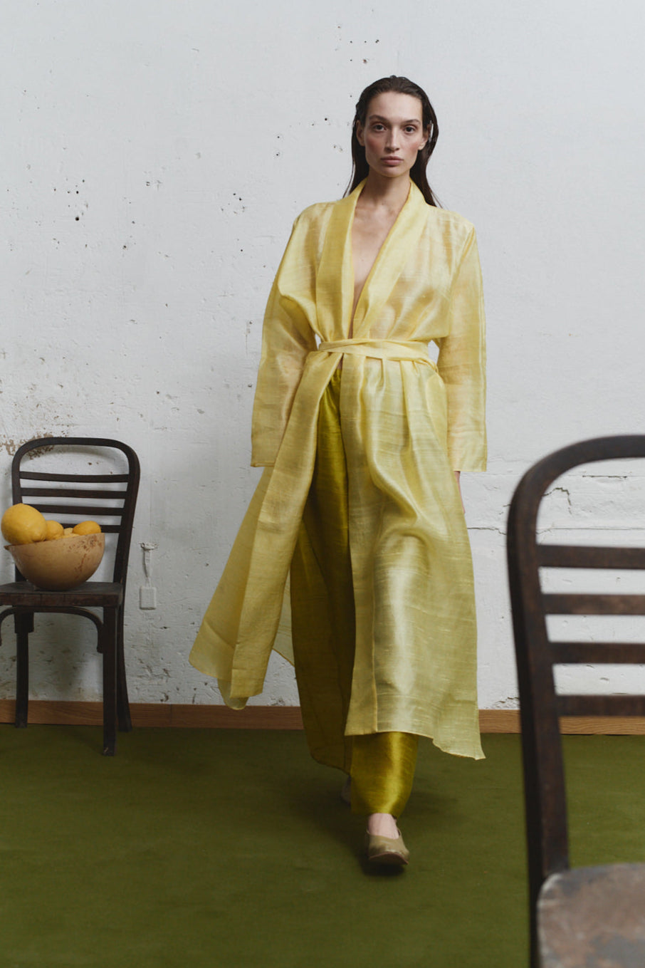Datura Dupion Kimono Dress - Lemon Butter