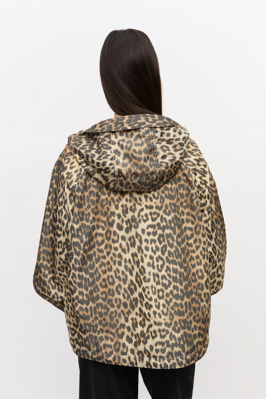 Ganni Leopard Print Nylon Jacket - Almond Milk