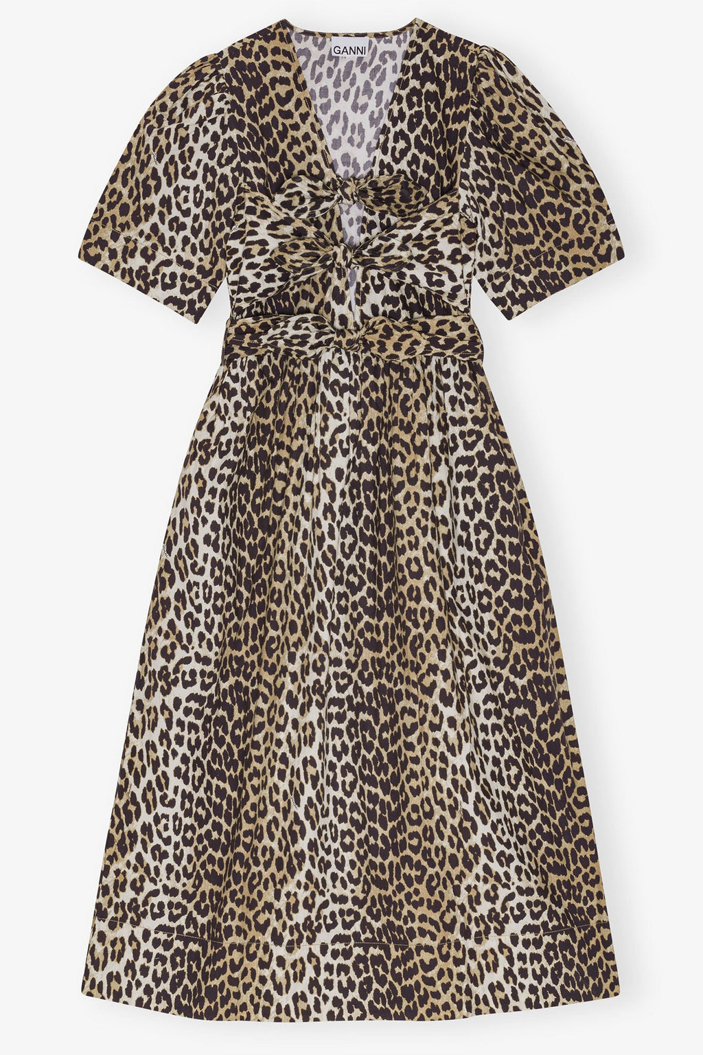 Ganni Leopard Printed Tie Dress