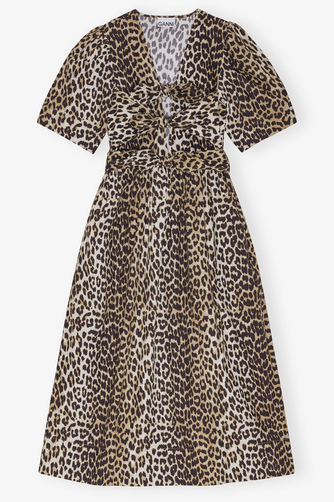 Ganni Leopard Printed Tie Dress