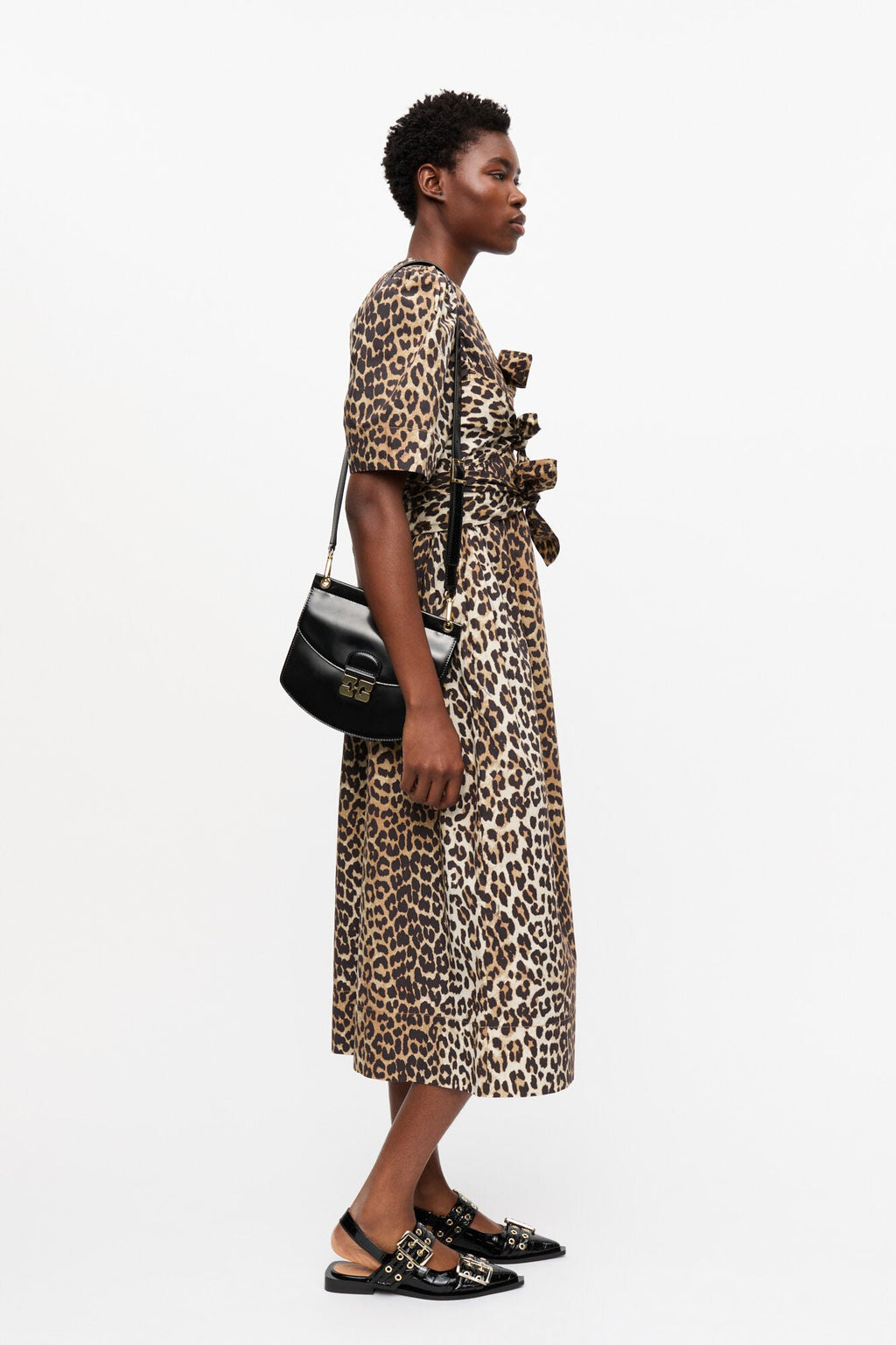 Ganni Leopard Printed Tie Dress
