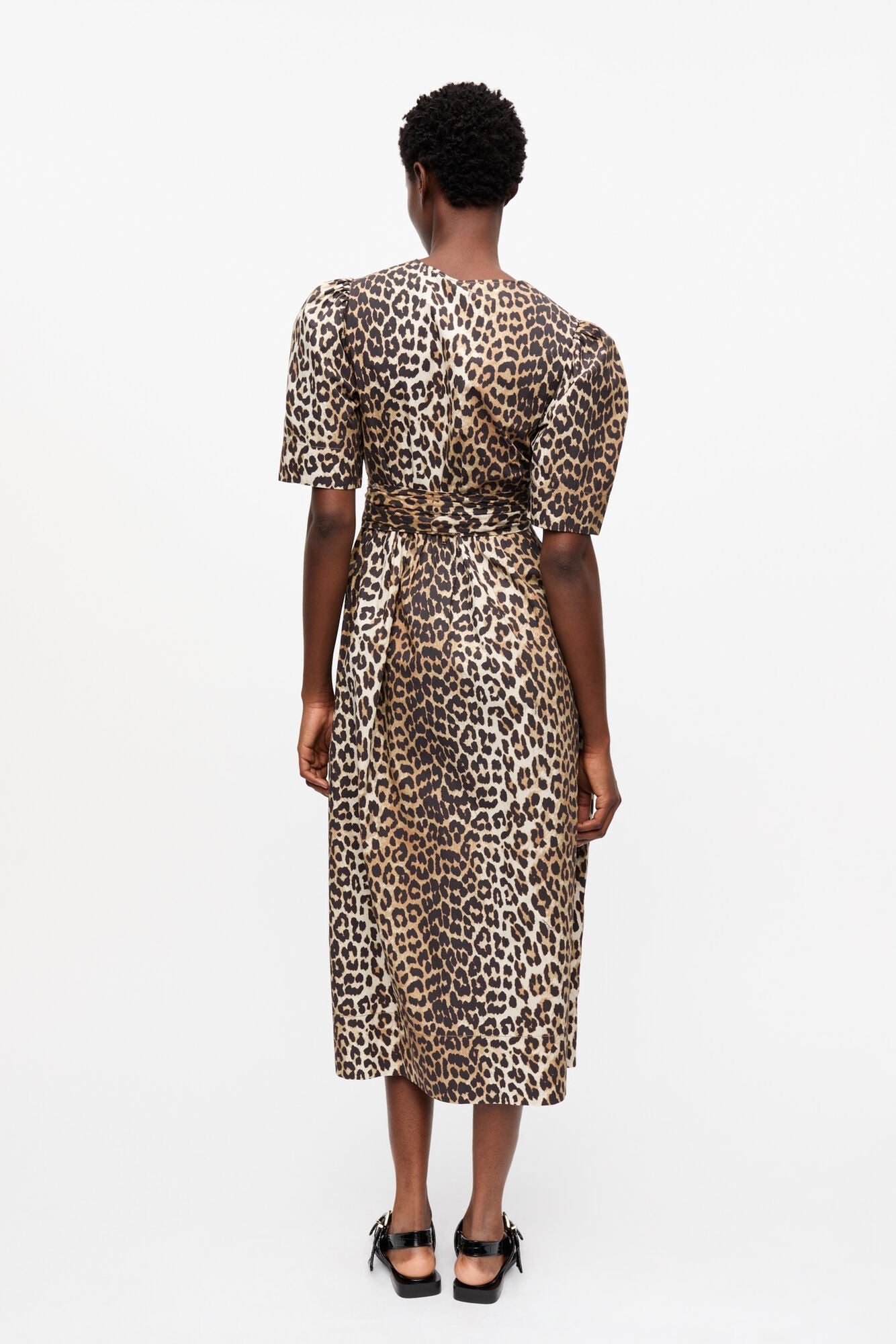 Ganni Leopard Printed Tie Dress