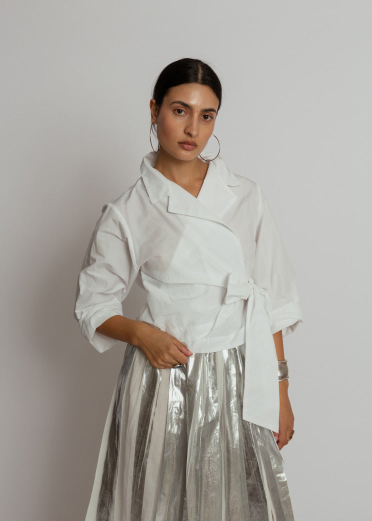 Les Filles d'Ailleurs Wrap Top - White