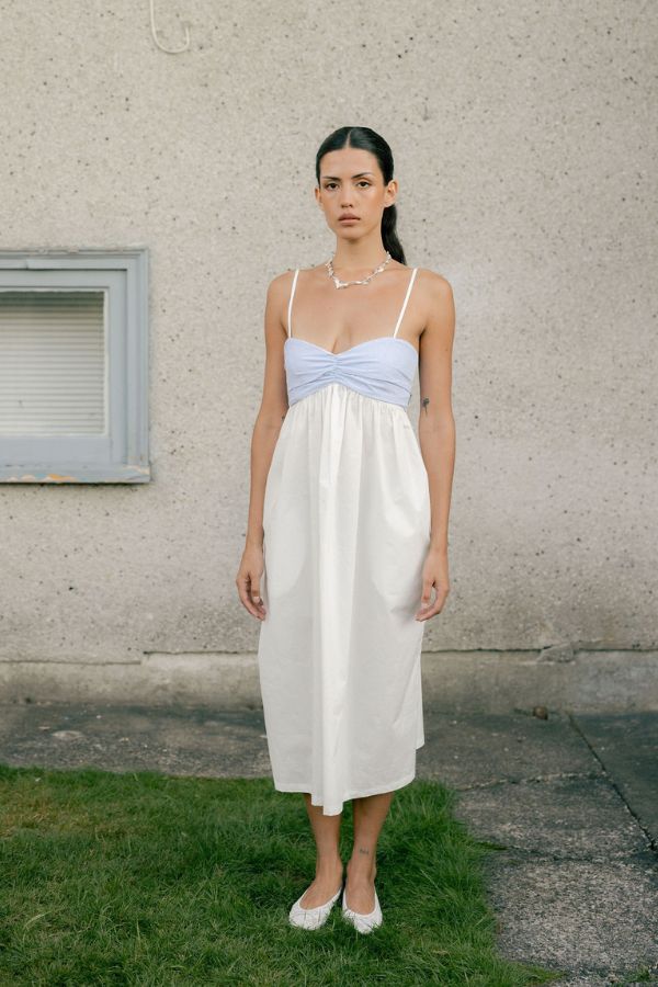 A Bronze Age Libertine Dress - Micro Stripe/White Poplin