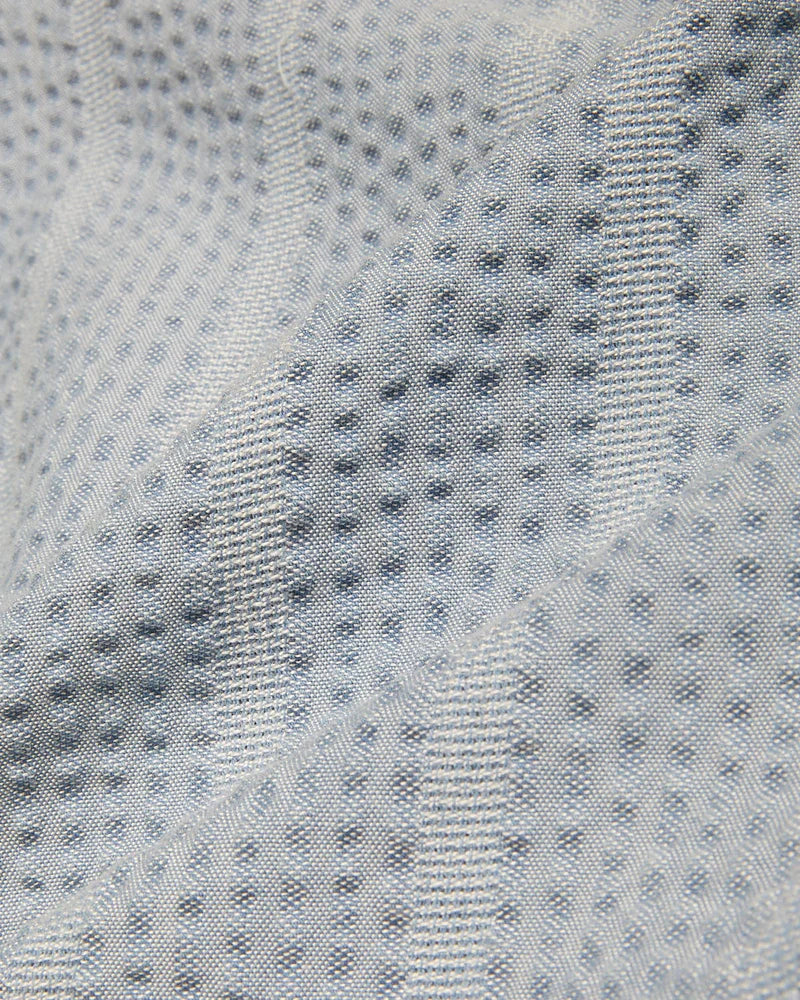 Corridor Light Blue Striped Seersucker Short Sleeve Button Up Shirt