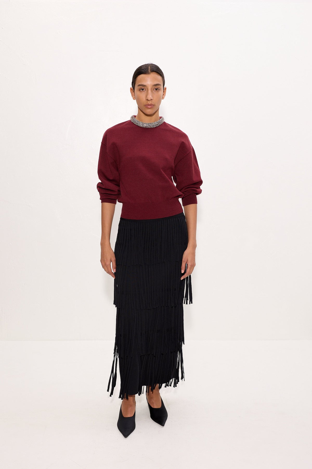 Simon Miller Lillian Embellished Sweater - Bordeaux