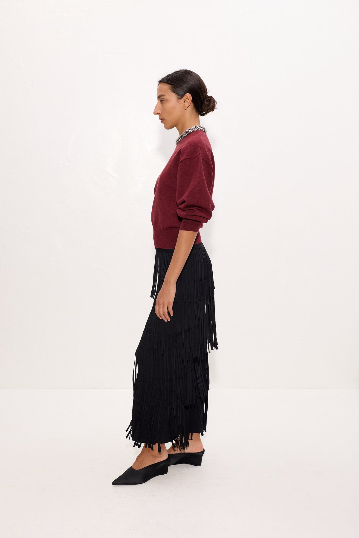 Simon Miller Lillian Embellished Sweater - Bordeaux