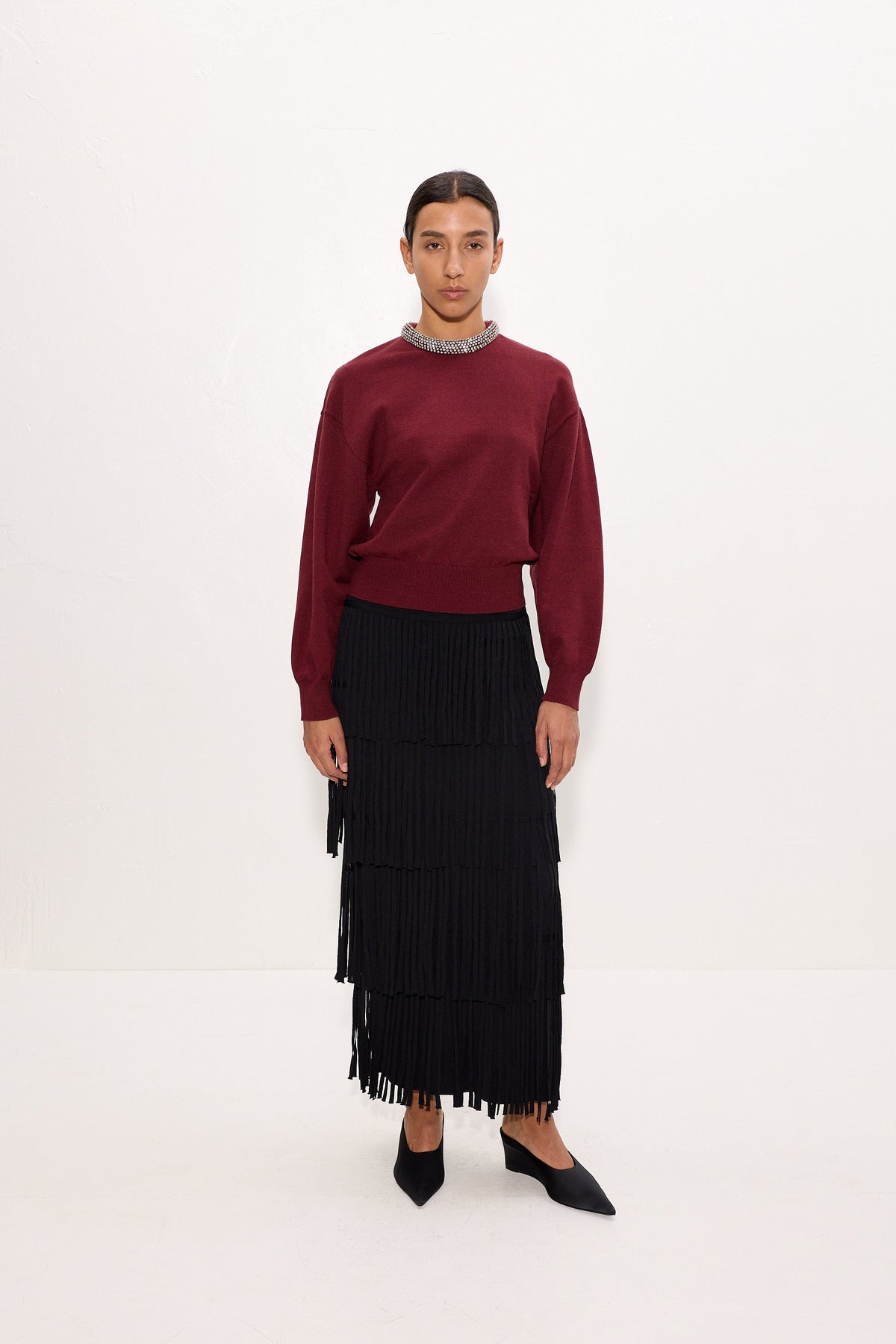 Simon Miller Lillian Embellished Sweater - Bordeaux