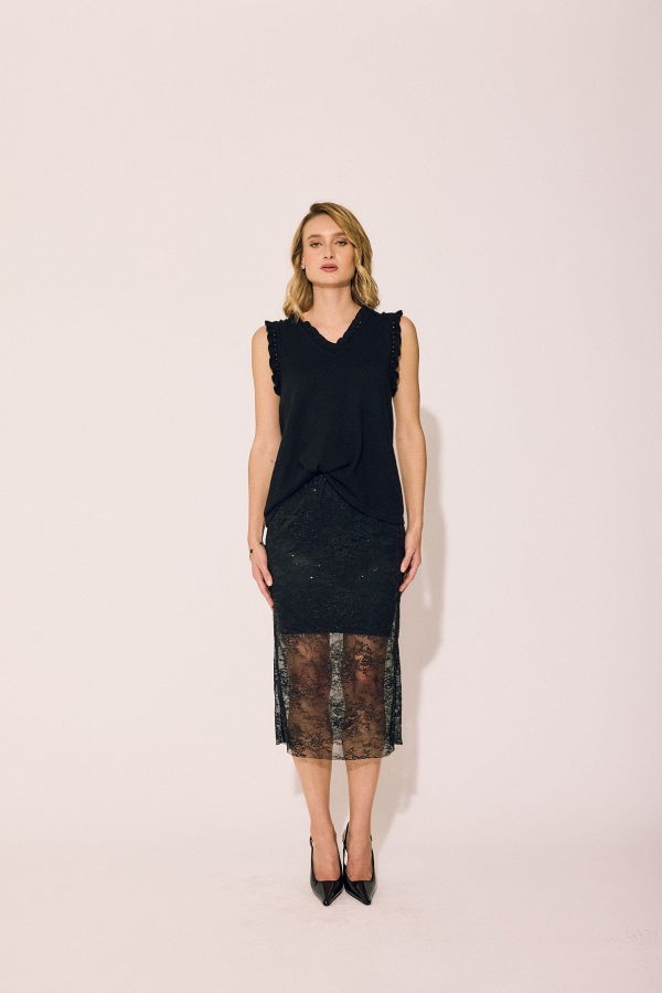 Lindsay Nicholas New York Lace Skirt - Black
